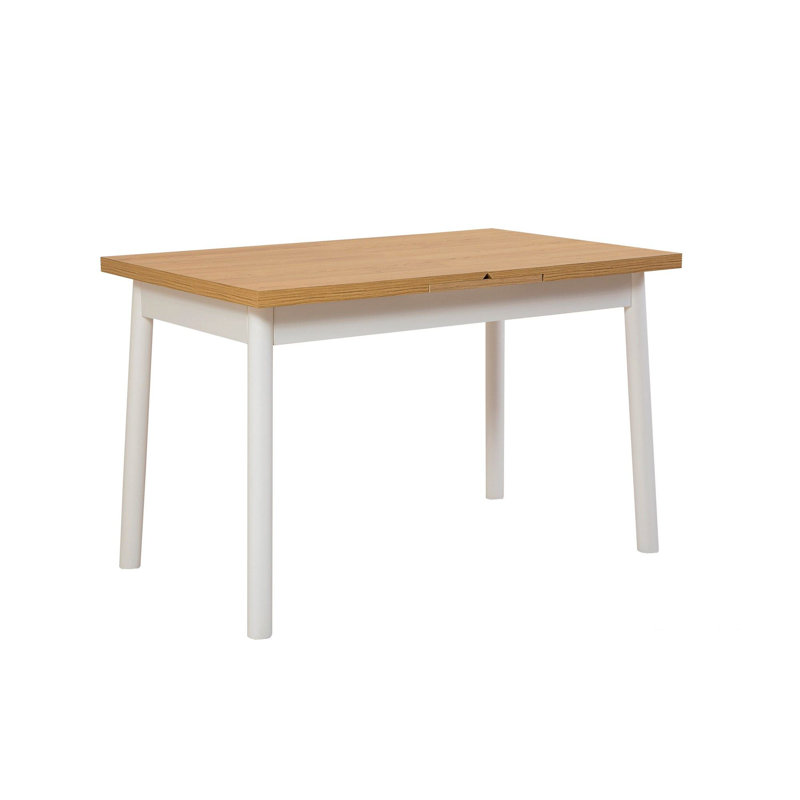 Modern Extendable Dining Table, White, 47.2 x 29.5 x 29.5 inches | 100% Melamine Coated Particle Board, 0.7 inches Thick | Expands to 60.2 inches | Durable Beech Wood Legs | Scandinavian Design for Stylish Dining Spaces