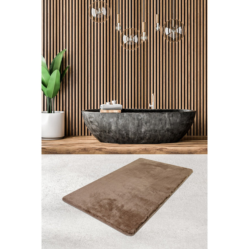 Tapis de bain luxueux en acrylique, couleur vison, 31,5 x 55,1 pouces | 100% acrylique antibactérien, hauteur des poils de 0,8 à 1,2 po | Dessous antidérapant, lavable à la machine à 86 ° F | Doux et élégant, parfait pour le confort de la salle de bain