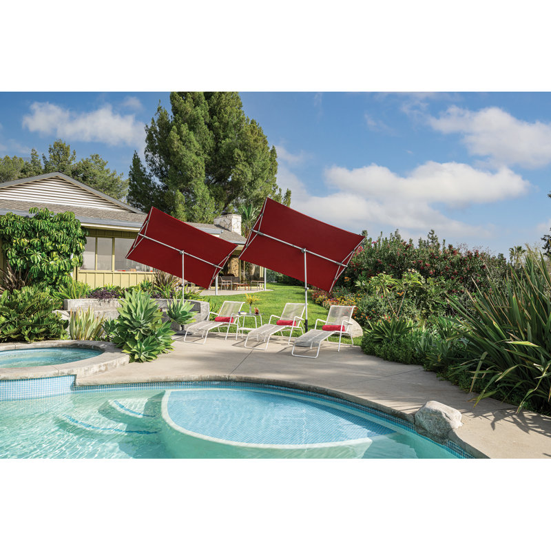 59.4'' x 83.16'' Rectangular Market Umbrella, Deep Red