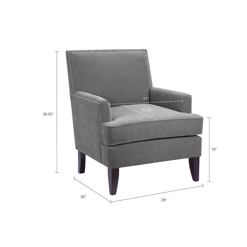 Fauteuil club à têtes de clou Colton, Polyester gris