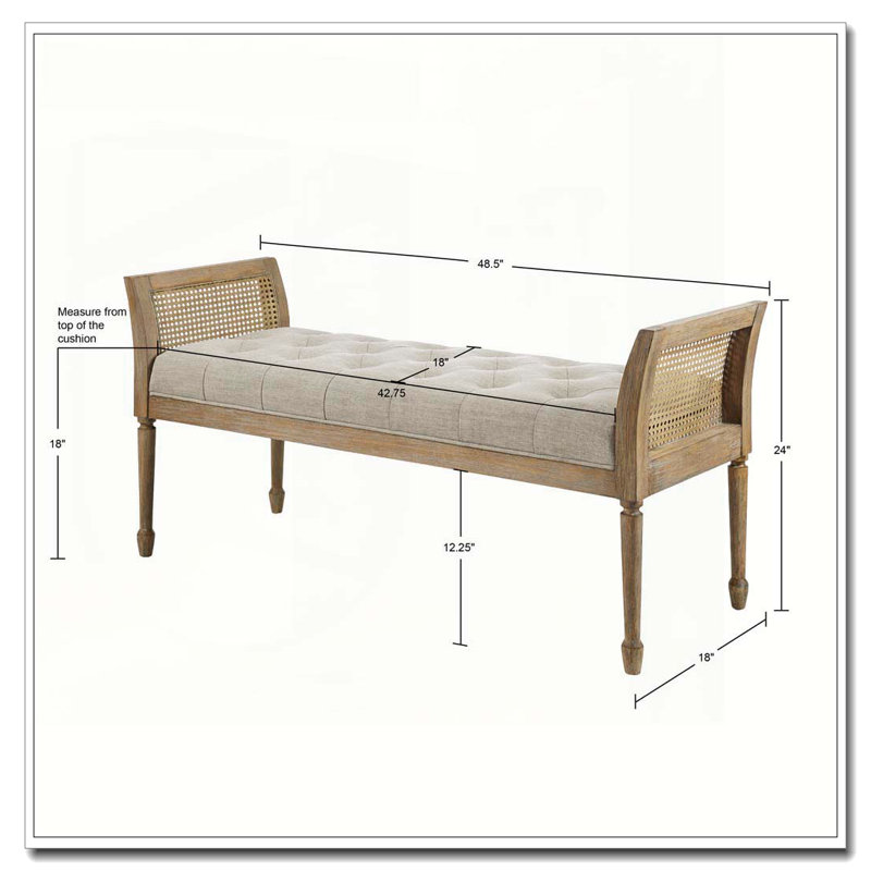 Transitional Bench with Solid Wood/Plywood Frame & 100% Polyester Jacquard Upholstery