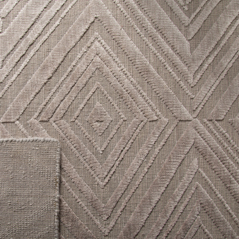 Tapis gris en laine, viscose et coton tissé à la main Endora, Rectangle 9 pi x 12 pi