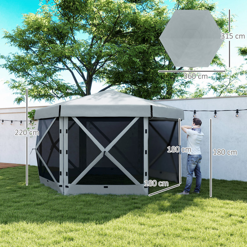 Pop Up 26 Ft. W x 26 Ft. D Fibreglass Soft-top Canopy, Light Grey
