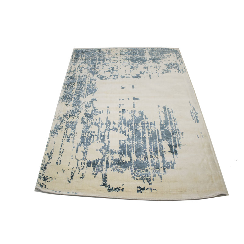Wool and Viscose Floral Indoor Rug