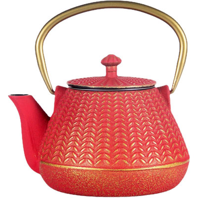 Cast Iron Tea Kettle For Stovetop Safetea Pot Coated With Enameled Interior Durable Teapot With Stainless Steel Infuser For Loose Leaf