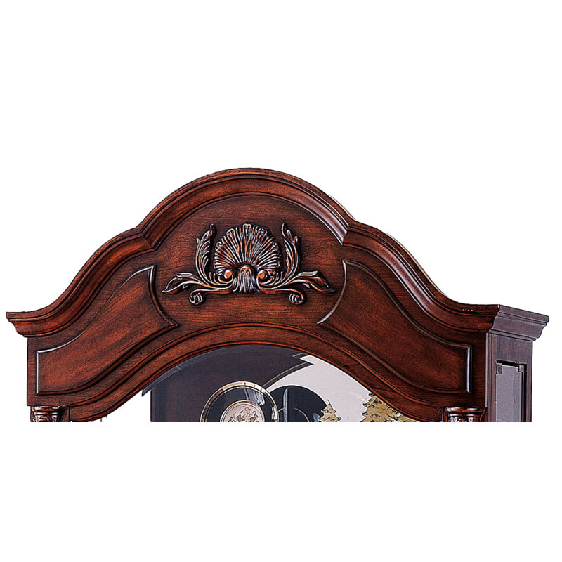 Elegant Cherry Transitional Style Lighted Curio Cabinet with Glass Shelves