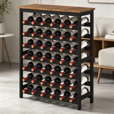 42 Bottles Bamboo Wine Rack, 7-Tier Freestanding Floor Wine Storage Shelf with Table Top, for Kitchen Dining Room Bar