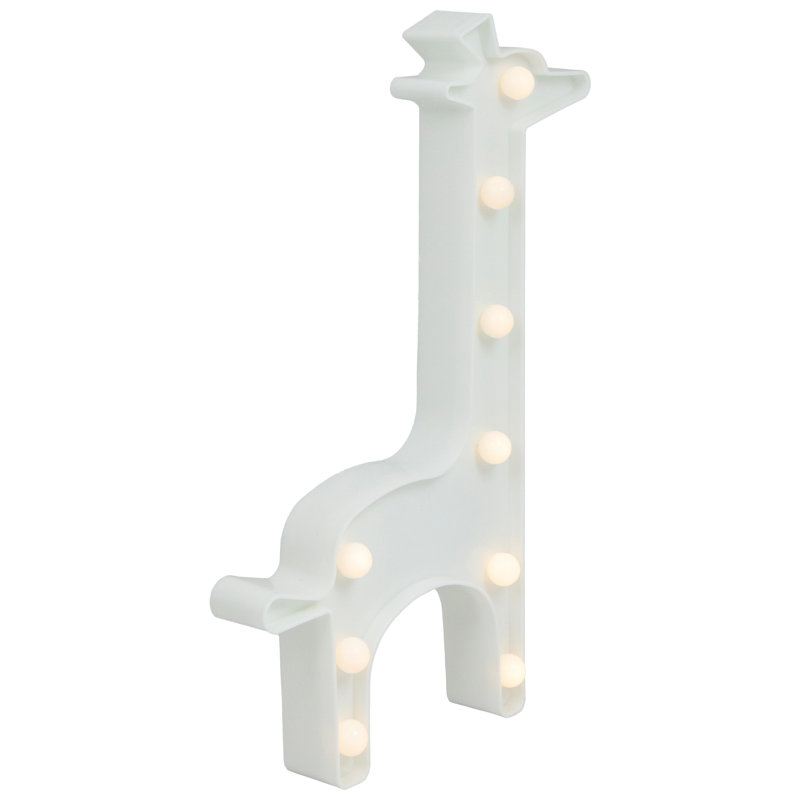 Enseigne lumineuse girafe 11,5 "à DEL, Blanc