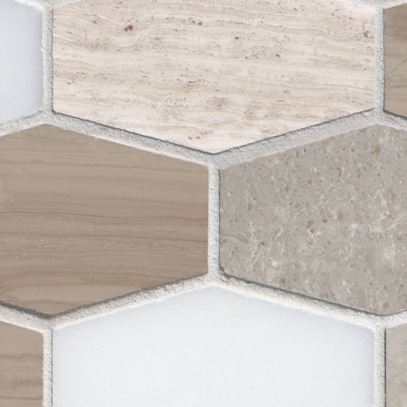 Carreau de marbre et mosaïque Veneto Mix Hexagon 12 po x 12 po