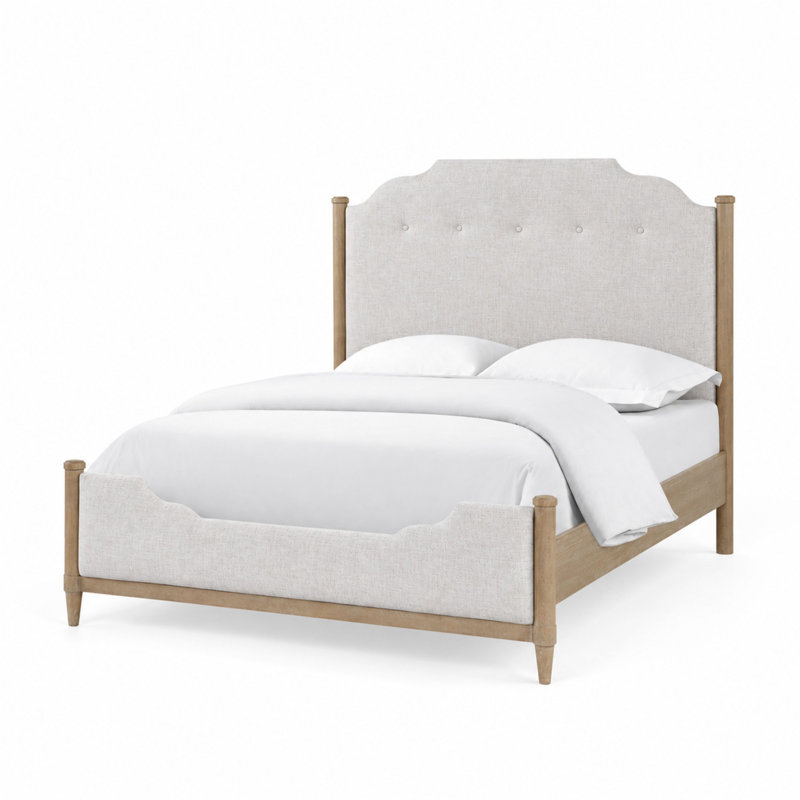 Lit tapissier Dana Heights avec placages Mindi - Lit à panneaux en tissu transitionnel, grand et très grand | Fait partie de la collection de chambre à coucher Dana Heights