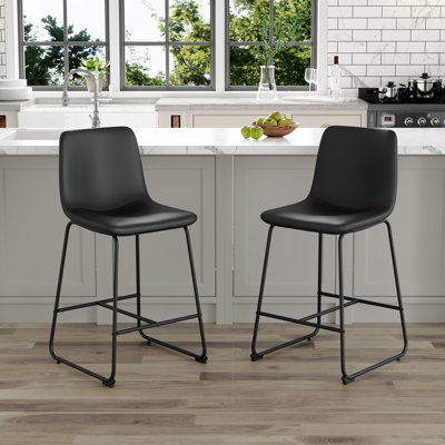 Ensemble de 2 tabourets de bar en polyuréthane de style minimaliste moderne (sans table)