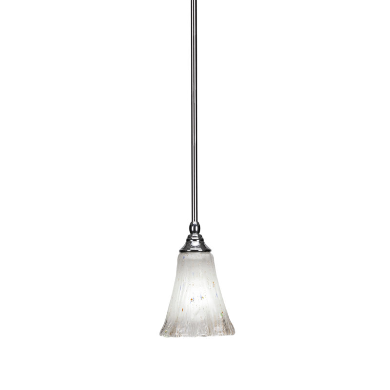 Stem Hung Mini Pendant Shown With 5.5" Fluted Glass, Frosted, Brushed Nickel