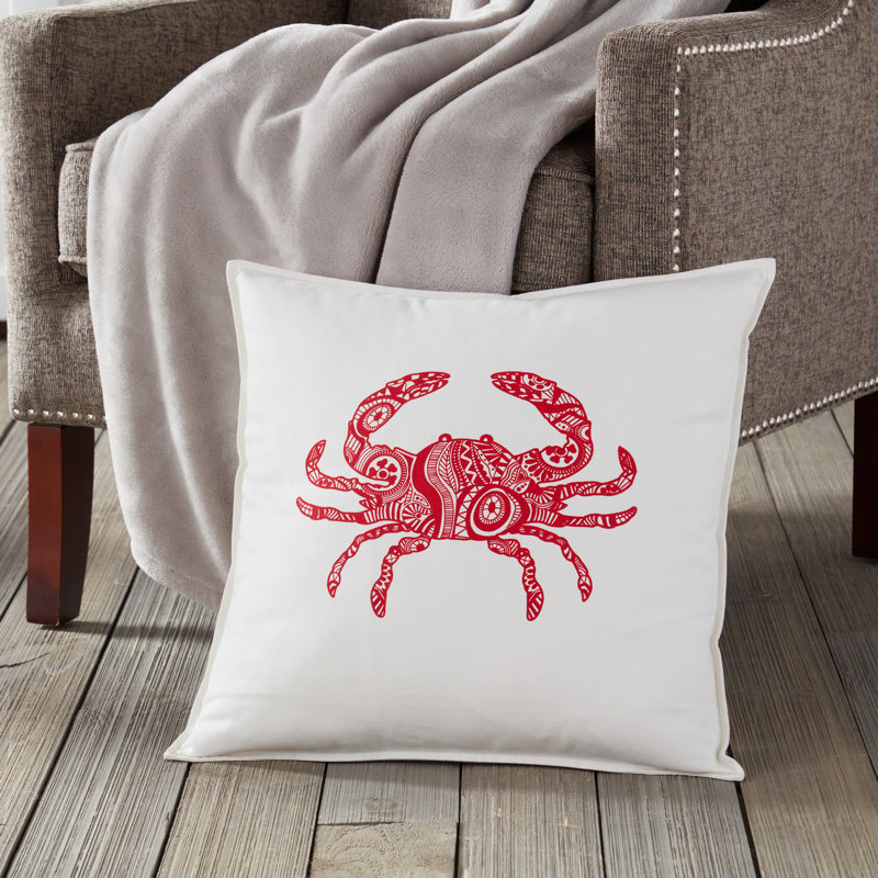  Coussin décoratif en toile de coton crabe, Rouge