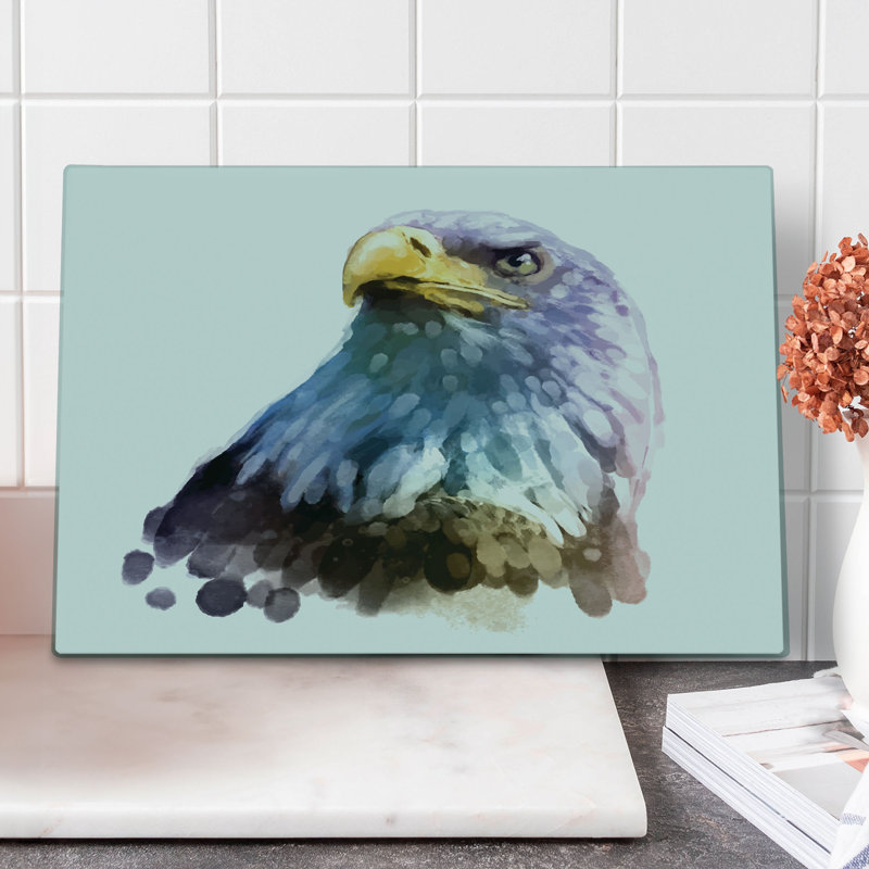 Ambesonne Bird Cutting Board Large Size Watercolor Bald Eagle Multicolor
