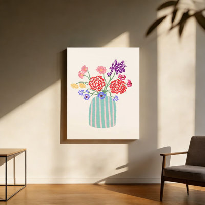 Reproduction de vase en forme de fleur, art mural en bois à l'arrière, 30 L x 20 W