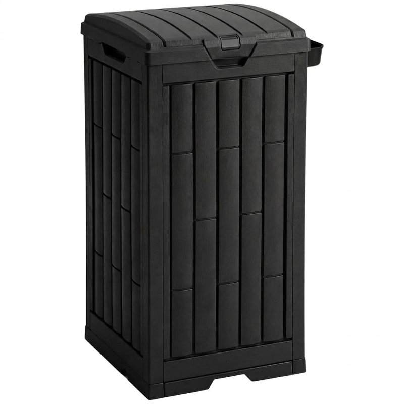 Bac de recyclage en plastique vert 35 gallons avec couvercle pivotant et canaux de ventilation, Green