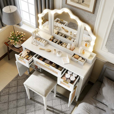 Meuble-lavabo 44,37 po avec 13 ampoules Hollywood et 3 modes d'éclairage
