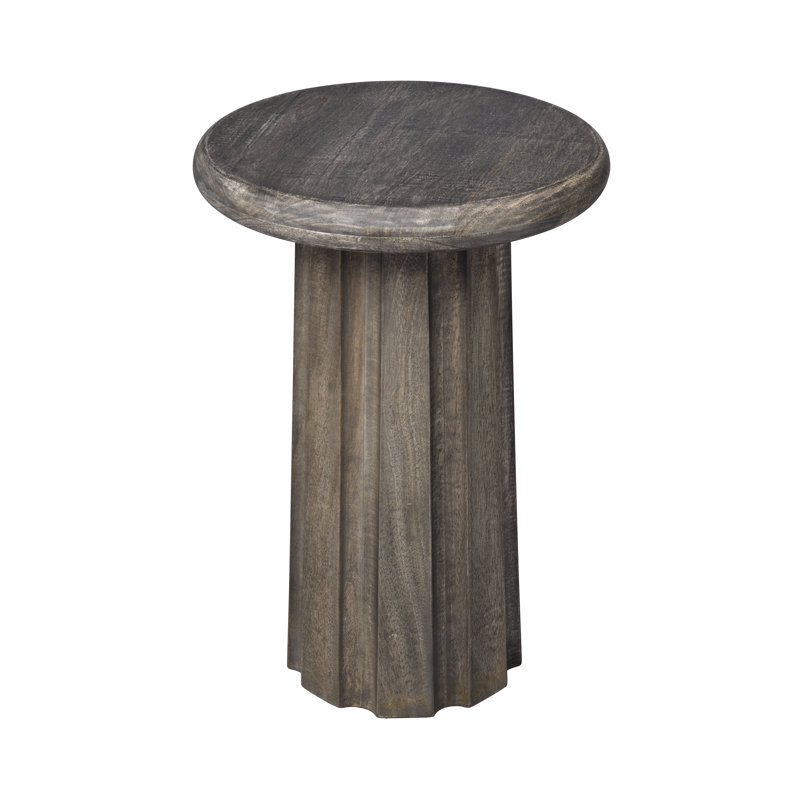 Cremini Wood Side Table, Gray Wash