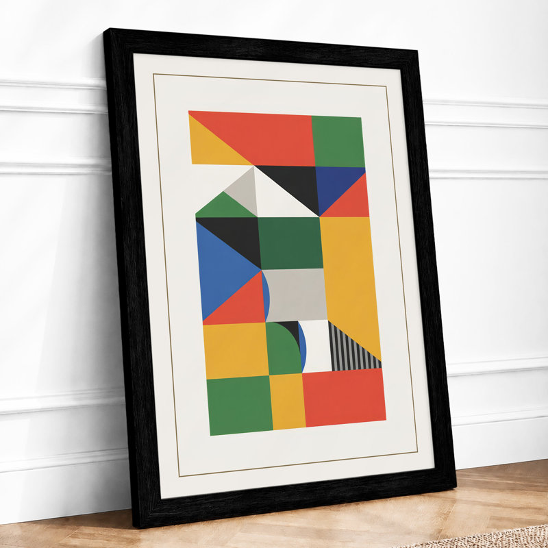 Constructivist Grid Geometric - Framed Print, A1 - 84.1 x 59.4 cm, Black