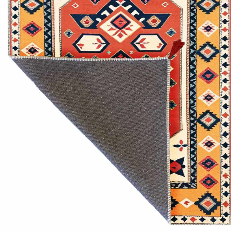 Tapis décoratif à motif tissé traditionnel de couleur brique vieilli de la collection Tokyo