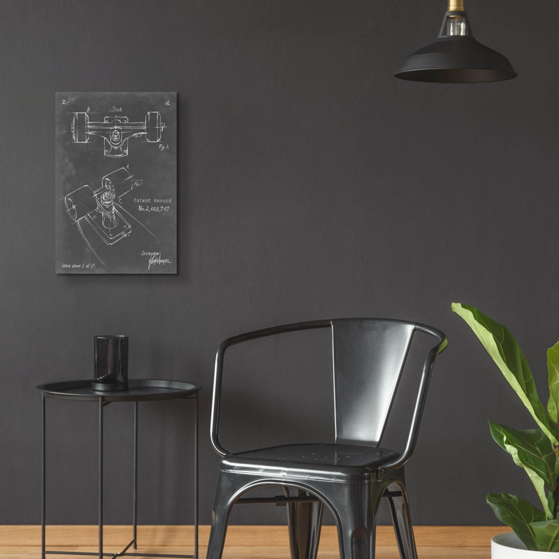 'Skateboard Blueprint 2' by Ethan Harper Acrylic Glass Wall Art, 24" H x 16" W