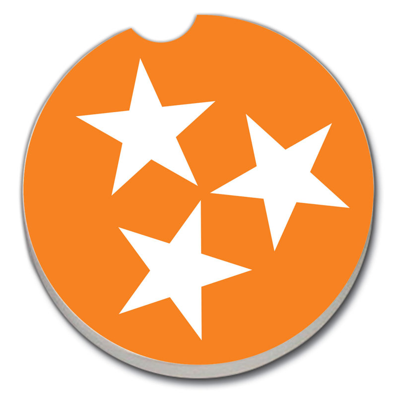 Orange and White Ceramic Car Coaster Set