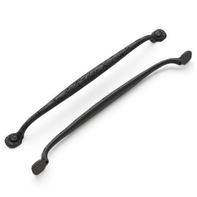 Refined Rustic Collection Handle Pull - 12" Center to Center Cabinet Pull Black Iron - Craftsman Hardware for Drawers & Cabinets
