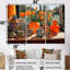 Fleurs orange, vase orange, ensemble de salon mural art floral-75636679-75636678