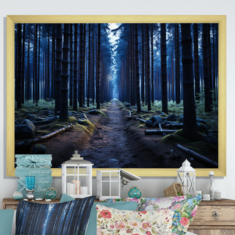 " Blue Path To The Forest ", Gold Single Picture Framed, 30" H x 40" W x 1.5" D