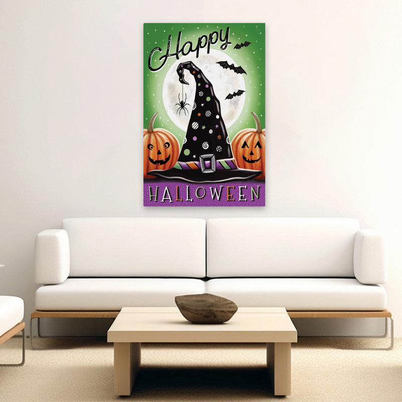 Magical Halloween Witch Hat I - art de citrouille d'Halloween contemporain, H 40 po x l 60 po