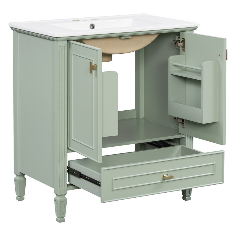 Meuble-lavabo simple avec comptoir en céramique, Green, 20 po