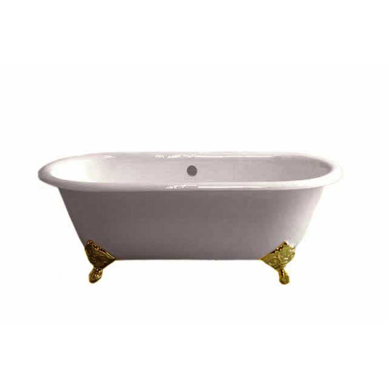 La baignoire sur pattes à double extrémité en fonte de 5 pi avec trous de robinet de 7 po The Mendocino Strom Living, Enduit