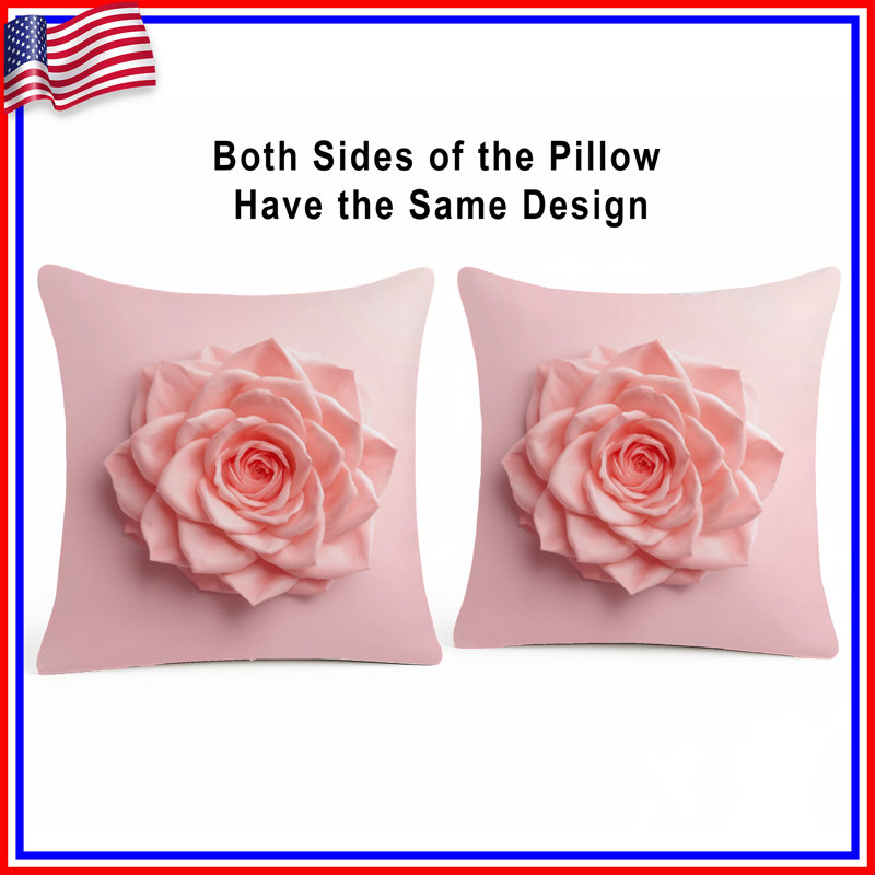 Grands coussins décoratifs à double face rose rose, 14 X 14 pouces
