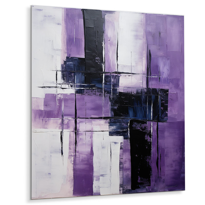 Tachisme mauve, cubisme, brosse 5 - Tachisme, art mural en métal, H 20 po x l 12 po x P 1 po