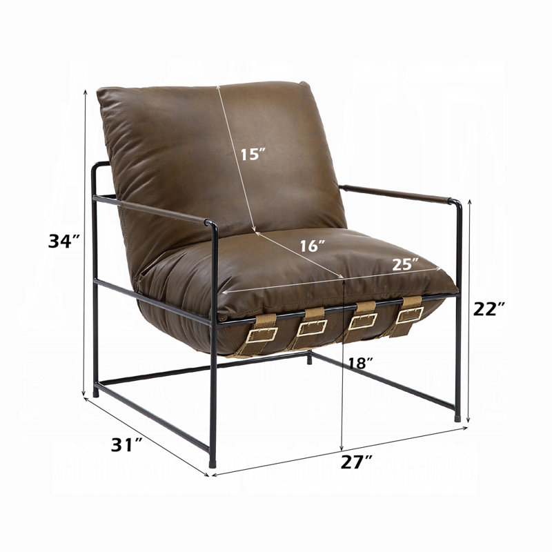 Fauteuil d'appoint ACME Oralia, cuir fleur satiné