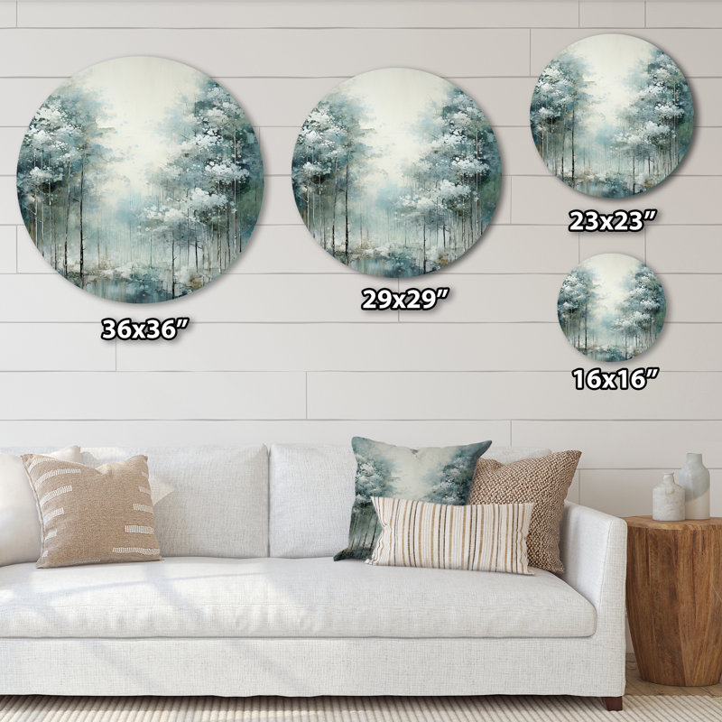 Gurtig, pin enchanté, forêt I - art floral rond en métal, H 16 po x l 16 po
