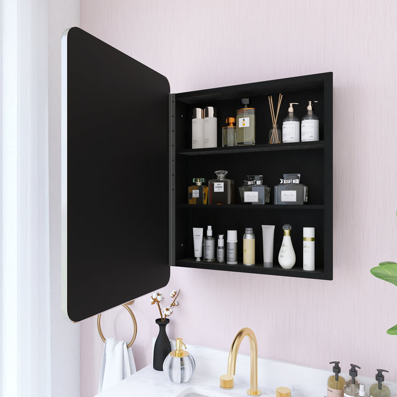 Miroir rectangulaire à pharmacie encastré ou à fixation en surface, Argent argent