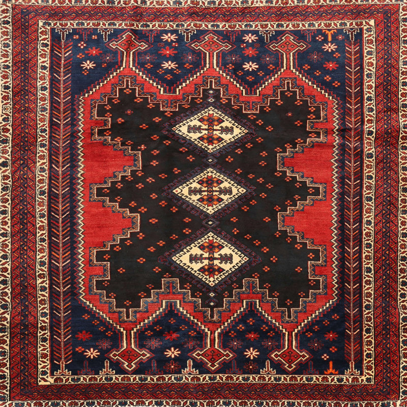Tapis traditionnel rouge / brun, Rond 6 pi