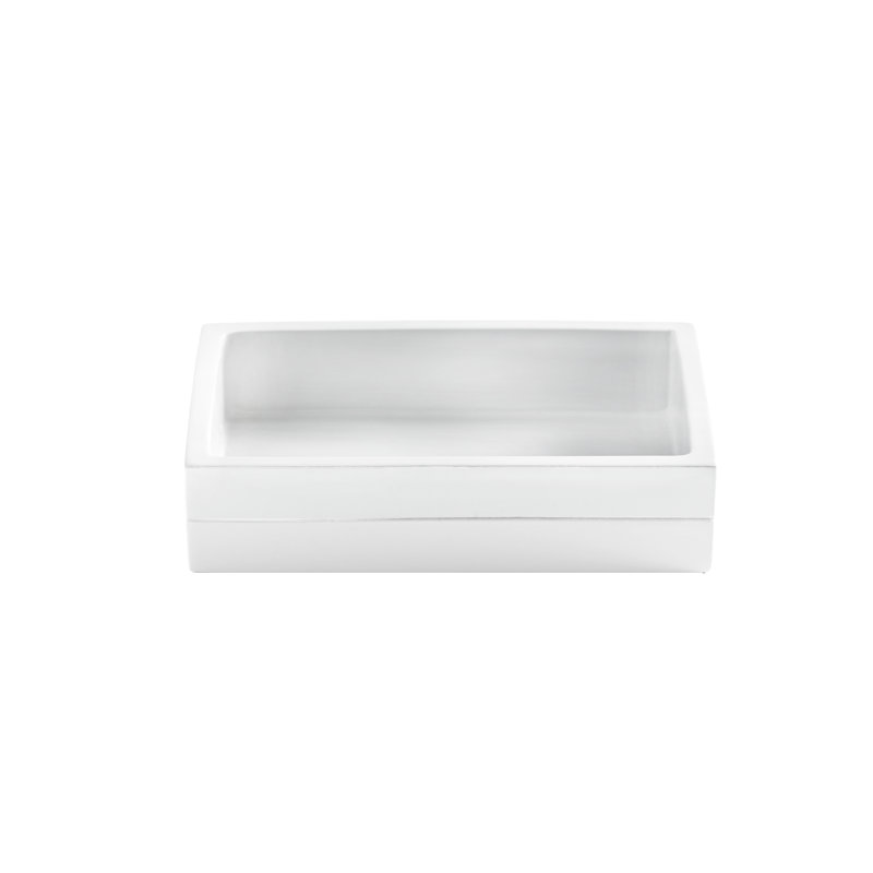 White Lacquer Rectangular Plastic Soap Dish