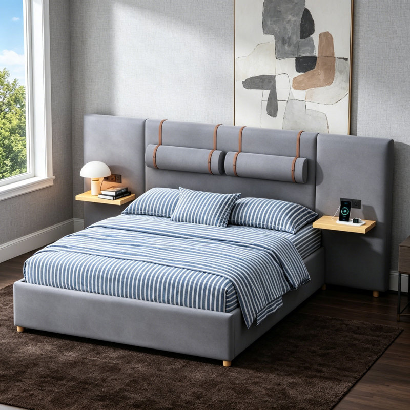 Grand lit plateforme tapissier