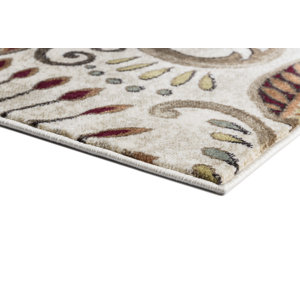 Charlton Home® Kasturi Performance Ivory/Mocha/Wine Red Rug & Reviews ...