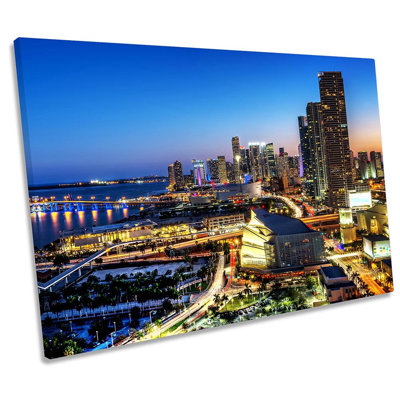 Miami Skyline City Florida - Wrapped Canvas Print