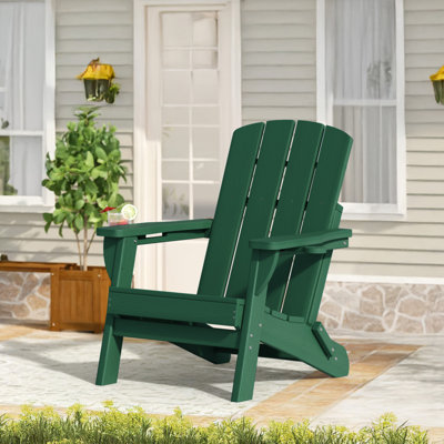 Chaise de foyer d'extérieur pliable en PEHD résistant aux intempéries avec 2 porte-gobelets Adirondack