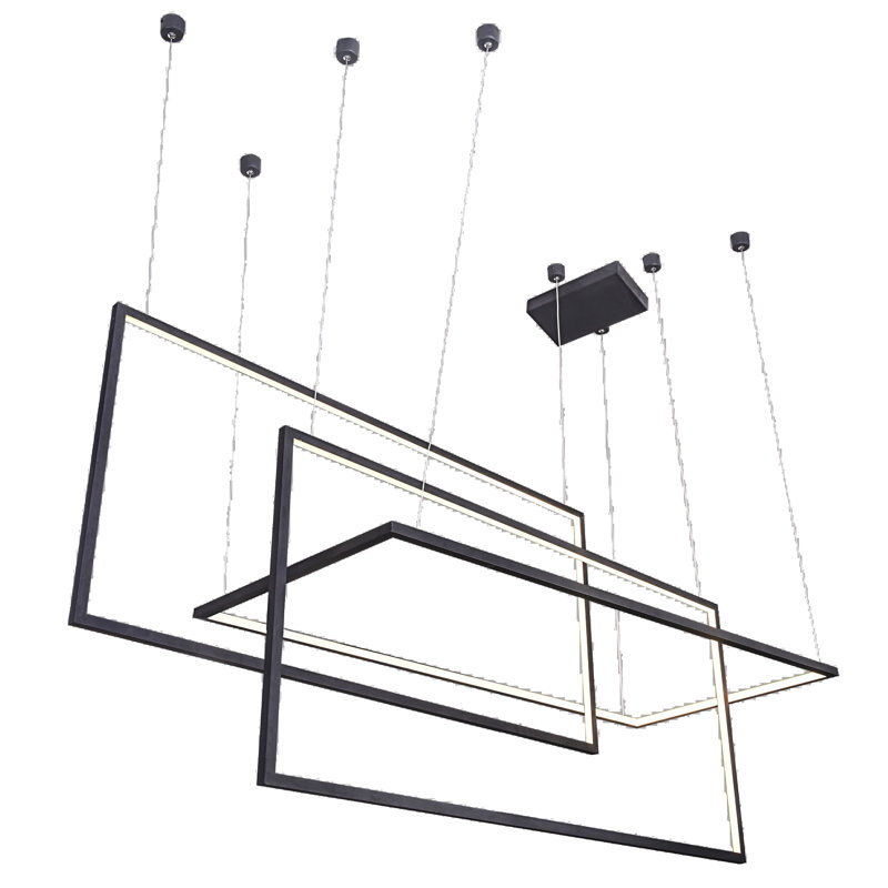 3 - Light LED Square/Rectangle Pendant, Black
