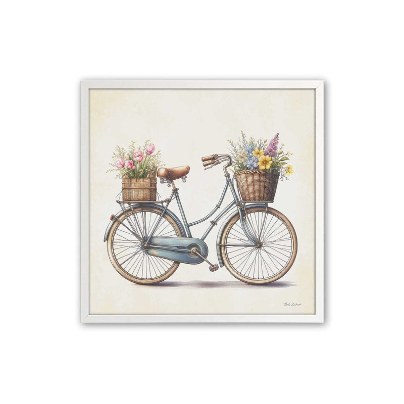 "Floral vélo I" par Nicole DeCamp, reproduction d'art, L 30 po x H 30 po, Blanc, Impression encadrée