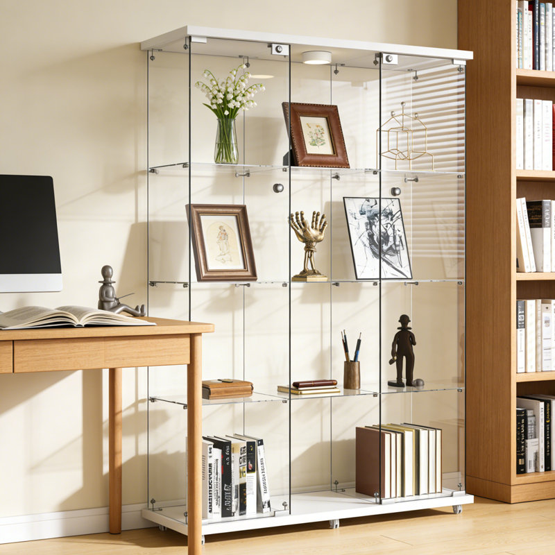 Vitrine à 4 tablettes en verre trempé Annoeska, Blanc