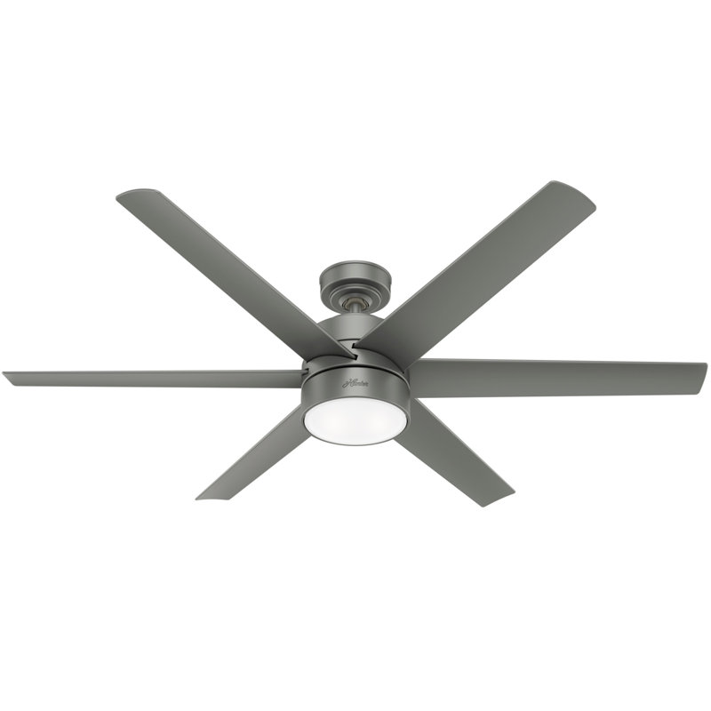 60" Solaria 6 - Blade Outdoor Standard Ceiling Fan with Lights, Light Gray