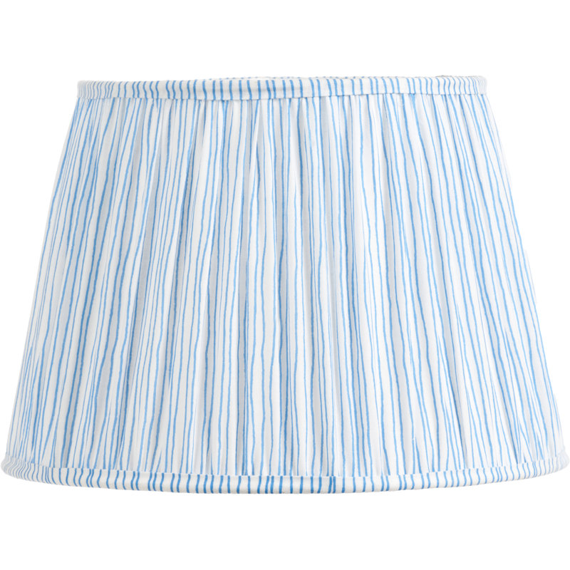 Pleated Cotton Lamp Shade, Blue, 22cm H x 30cm W x 30cm D
