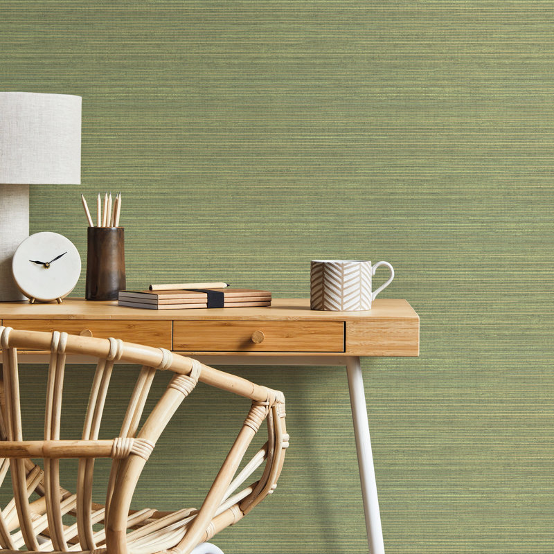 Meiling Faux Grasscloth Roll, Green