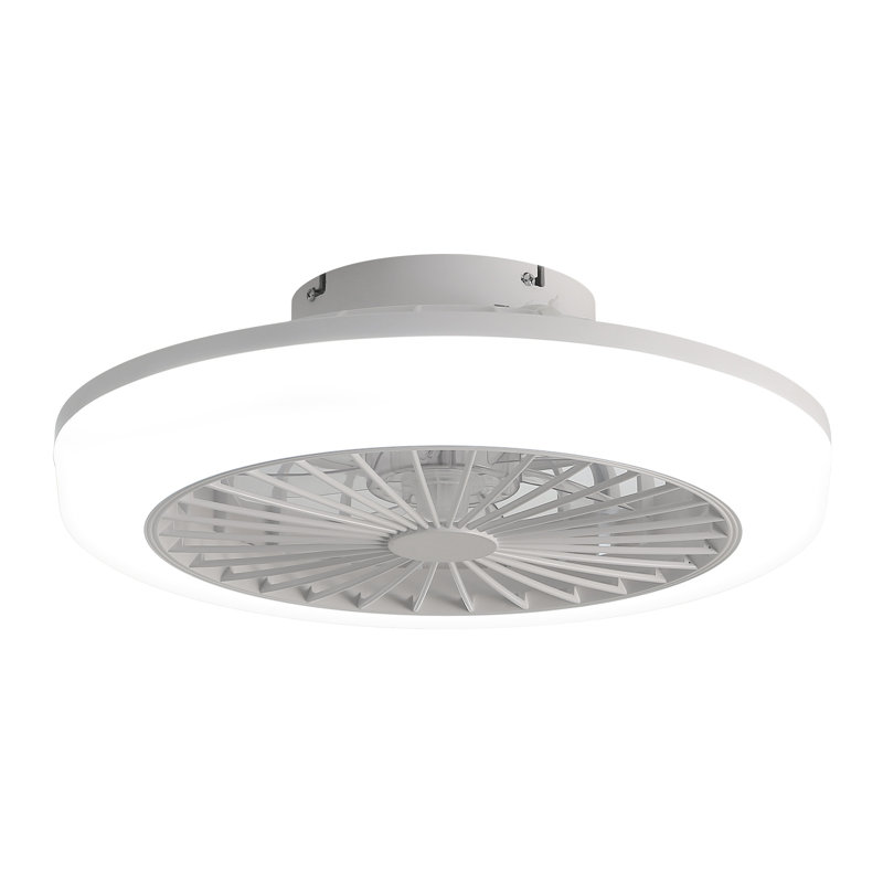 18 Inch Bladeless Ceiling Fan with Light and Remote, Modern Flush Mount Low Profile Ceiling Fan for Bedroom Kitchen Dining Room
